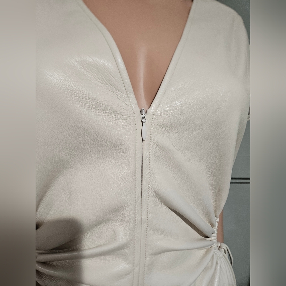 A.L.C. Syna Faux Leather Cutout Midi Dress Bone White. Size 6 NWT. - Picture 10 of 16